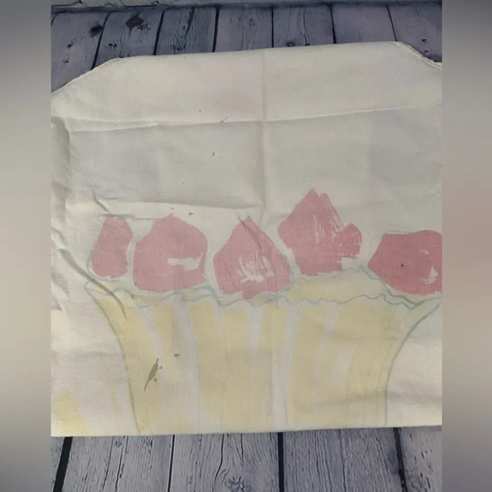 VINTAGE Pink Yellow Sandy Tarr Artist Pop Art Graphic Retro Holiday TART Apron